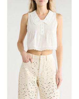 Vigoss Eyelet Trim Crop Shell - White