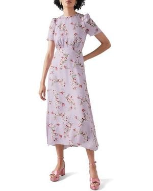 LK Bennett Boyd Cherry Blossom Silk Midi Dress - Purple