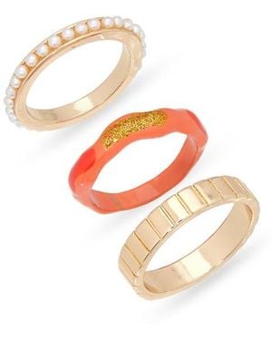 Leith Set Of 3 Mixed Rings - White
