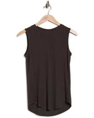Tahari Crewneck Ribbed Tank - Black