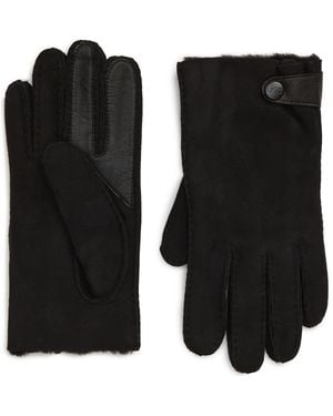 UGG Genuine Shearling Lined Leather Tech Gloves - Black