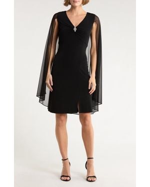 Connected Apparel Cape Sleeve Dress - Black