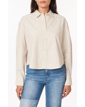 Scotch & Soda Mixed Stripe Crop Button-Up Shirt - Blue