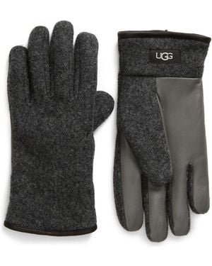 UGG Tech Leather Paneled Gloves - Black