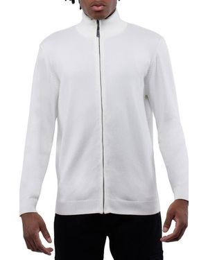 Xray Jeans Mock Neck Full Zip Sweater - White