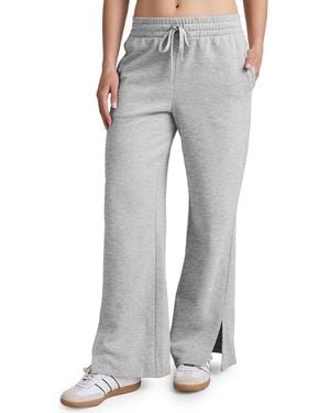 Beyond Yoga Luxefleece Side Slit Wide Leg Pants - Gray