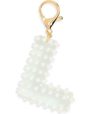 Leith Faux Pearl Initial Bag Charm - White