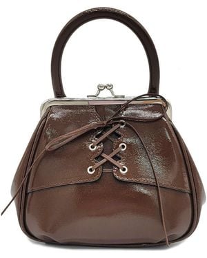 orYANY Mini Lace Up Leather Tote - Brown