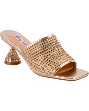 Lady Couture Rhinestone Slide Sandal - Brown