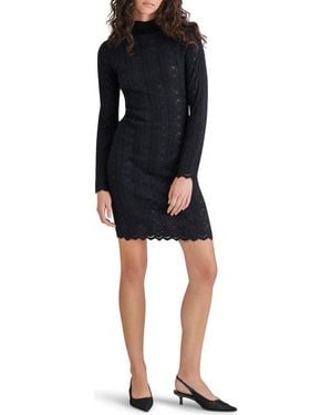 Steve Madden Nafia Lace Long Sleeve Sweater Dress - Black