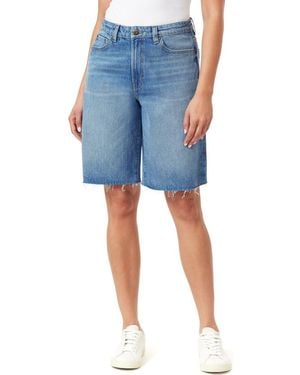 Kensie Relaxed Fit Raw Hem Denim Shorts - Blue