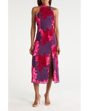 Hutch Floral Mock Neck Sleeveless Dress - Red