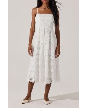 Astr Floral Lace Dress - White