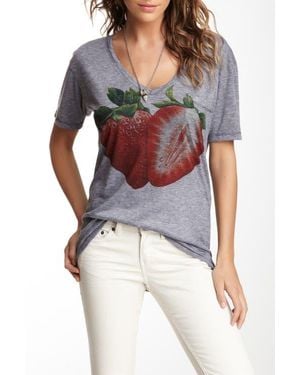 Go Couture Slub Knit V-Neck Pocket Tee - Red