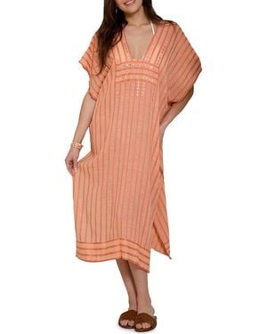 Saachi Striped Cotton Kaftan - Brown