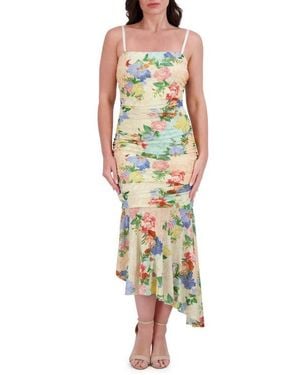 Siena Jewelry Printed Mesh High Low Midi Dress - Green