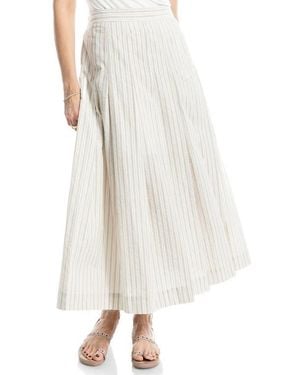 Max Studio Stripe Pleated A-Line Skirt - White