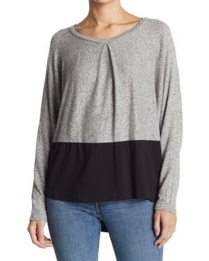 Go Couture Contrast Hem Top - Gray