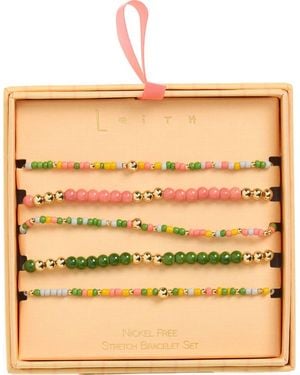 Leith Set Of 5 Beaded Stretch Bracelets - Natural