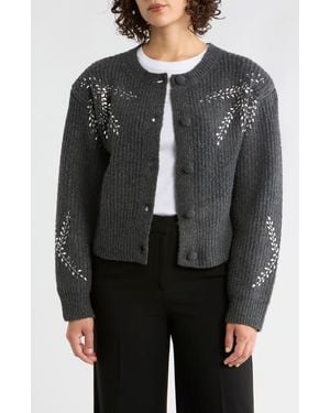 Vigoss Rhinestone Crop Cardigan - Black