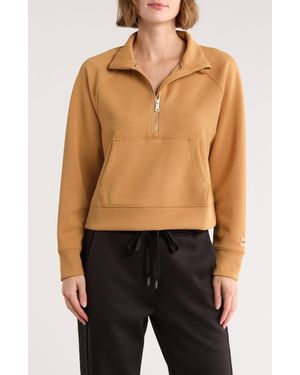 DKNY Highline Ribbed Half-Zip Pullover - Natural