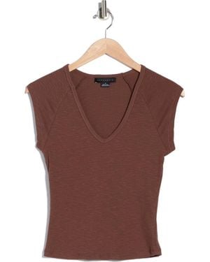 Sanctuary Raglan Sleeve V-Neck Top - Brown