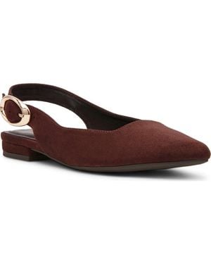 Anne Klein Kalil Faux Leather Slingback Pointed Toe Flat - Brown