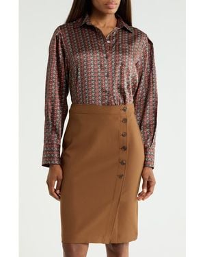 10 Crosby Derek Lam Estrella Geometric Print Cropped Shirt - Brown