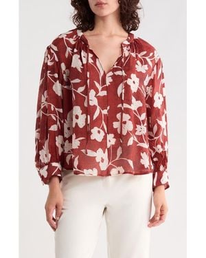 Vince Camuto Tie Front Floral Top - Red