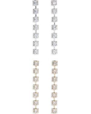 Tasha Set Of 2 Crystal Linear Drop Earrings - White