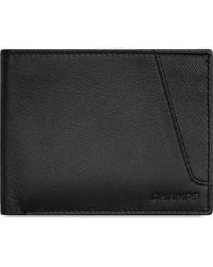 CHAMPS Iconic Id Flap Leather Bifold Wallet - Black