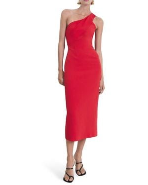 Mango One-Shoulder Sheath Dress - Red