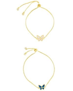 Adornia Set Of 2 Butterfly Bolo Bracelets - Metallic