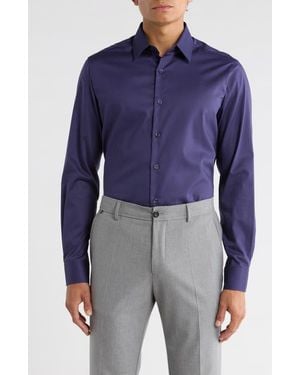Duchamp Slim Fit Stretch Cotton Dress Shirt - Blue