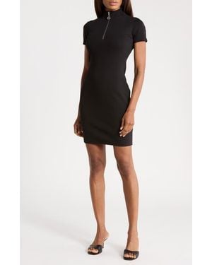 BOSS Nalayla Zip Mock Neck Minidress - Black