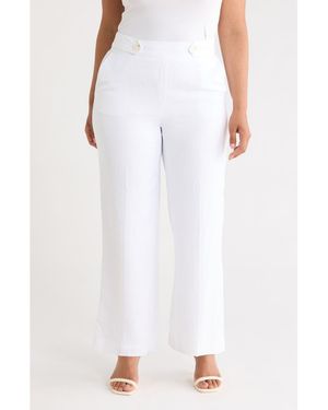 Anne Klein High Waist Wide Leg Pants - White