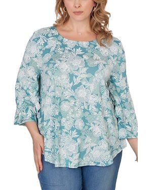 Ruby Rd. Puff Print Top - Blue