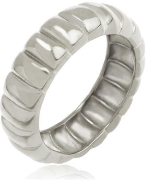 Rebel Ribbed Band Ring - Gray