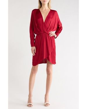 Young Fabulous & Broke Charlie Satin Long Sleeve Dress - Red
