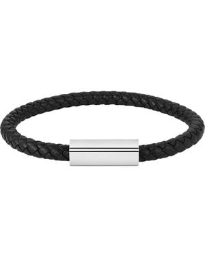 Geoffrey Beene Braided Leather Bracelet - Black