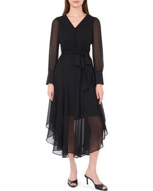 Halogen® Tie Waist Long Sleeve Maxi Dress - Black