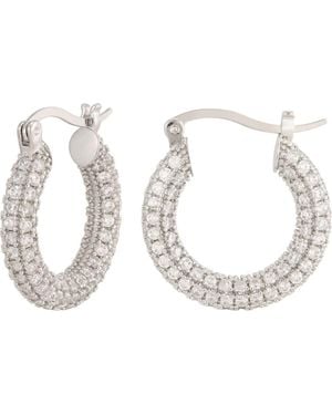 Adornia Chubby Crystal Hoop Earrings - White