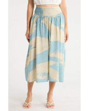 DKNY Smock Waist Pleated Skirt - Blue