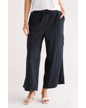 NYDJ Whitney High Waist Crop Wide Leg Cargo Pants - Blue
