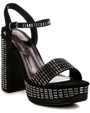 LONDON RAG Starlet Rhinestone Platform Sandal - Black