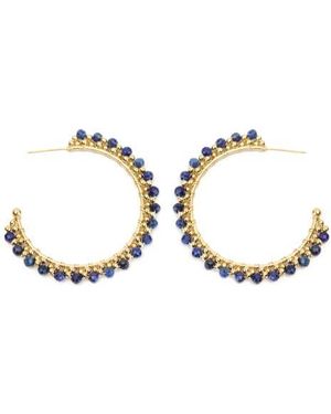 Panacea Stone Beaded Hoop Earrings - Blue
