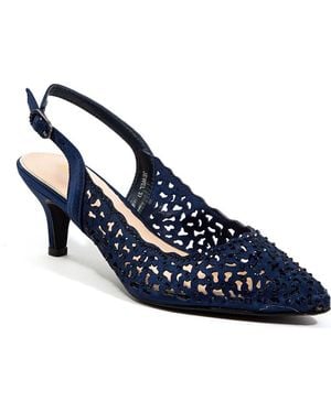 Lady Couture Rhinestone Laser Cut Slingback Pump - Blue
