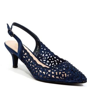 Lady Couture Rhinestone Laser Cut Slingback Pump - Blue