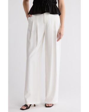 Wayf High Rise Pleated Wide Leg Pants - White