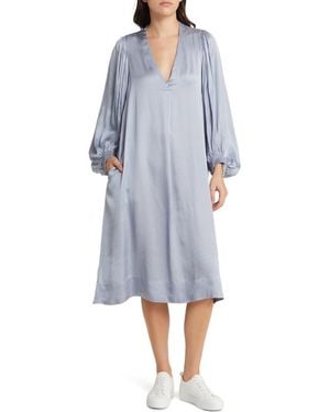 Masai Nalo Long Sleeve Satin Shift Dress - Blue